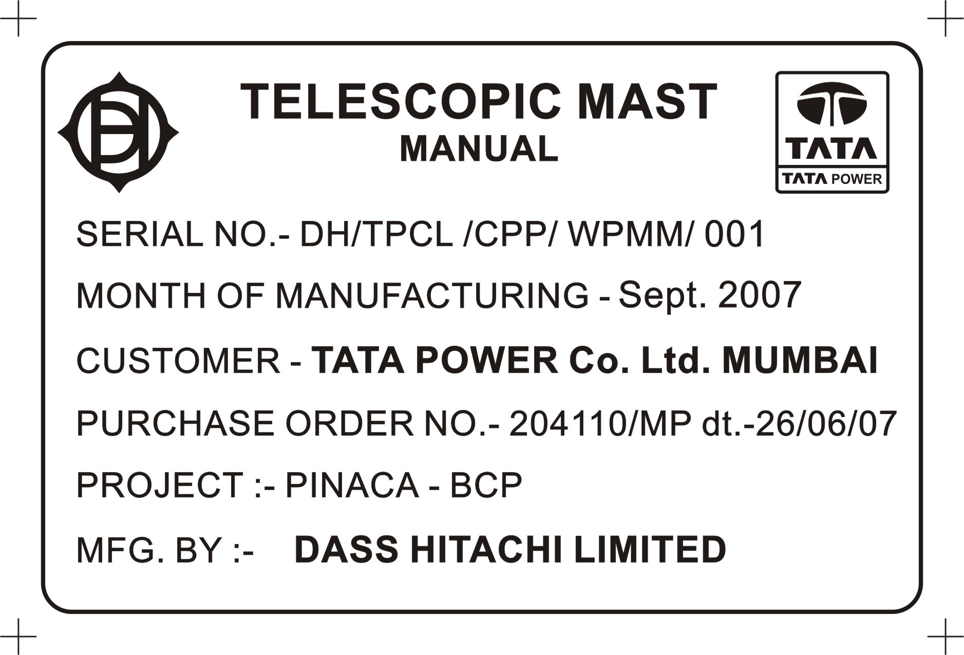 Aluminium Name Plate