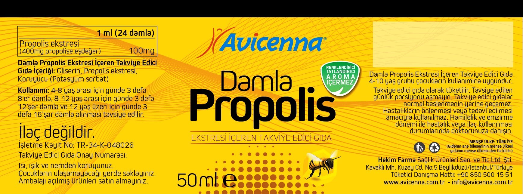 Propolis Oral Liquid - 50 Ml Glass Bottle | 90% Propolis Extract, Antioxidant, Dietary Supplement