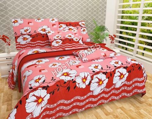 रेड कलर फ्लोरल प्रिंटेड कॉटन बेड शीट नया डिज़ाइन