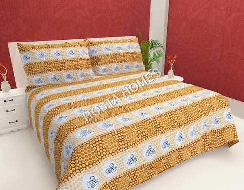 Yellow Floral Cotton King Size Bed Sheet