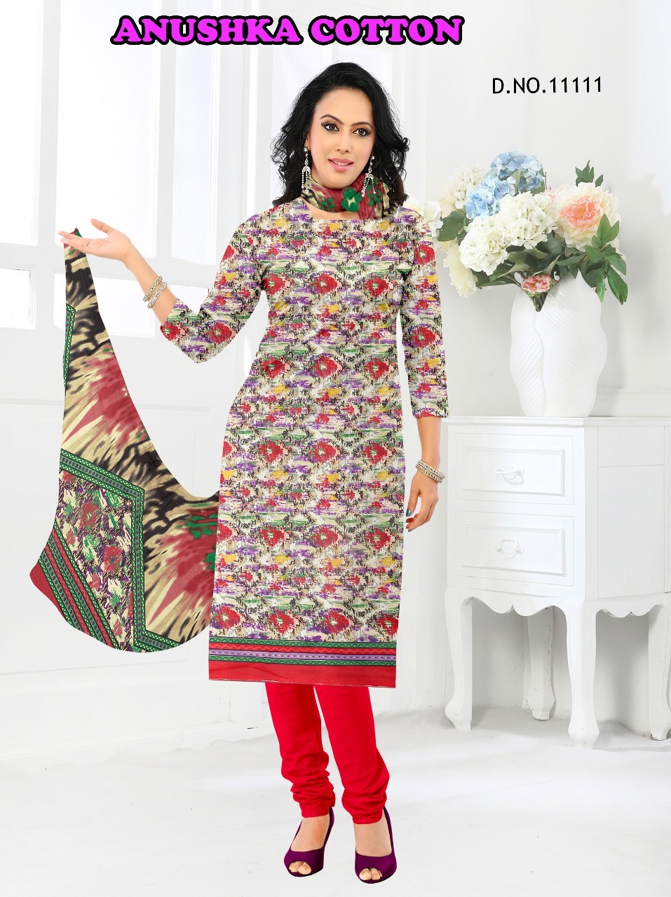 Synthetic Dress Materials With Cotton Dupatta Anushka