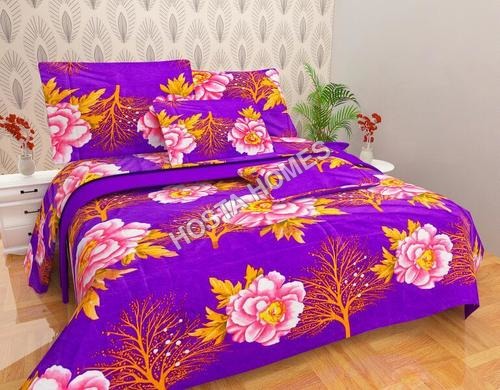 Multicolor Floral Printed Poly Cotton Bed Sheet