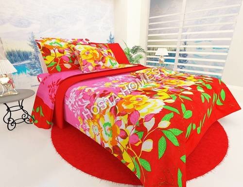 मल्टीकलर फ्लोरल एंड लीफ प्रिंटेड बेड शीट