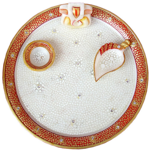 White Marble Aarti Thali