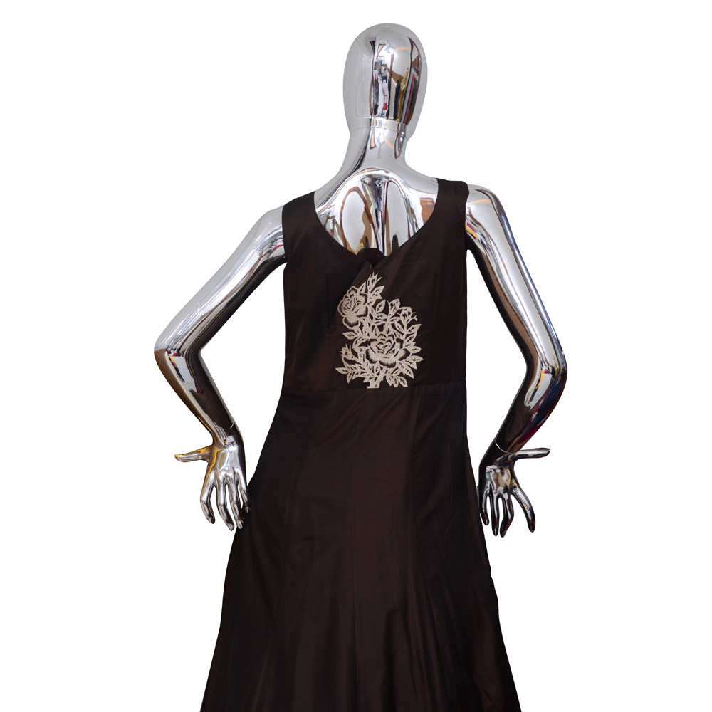 Brown Ladies Party Wear Gown