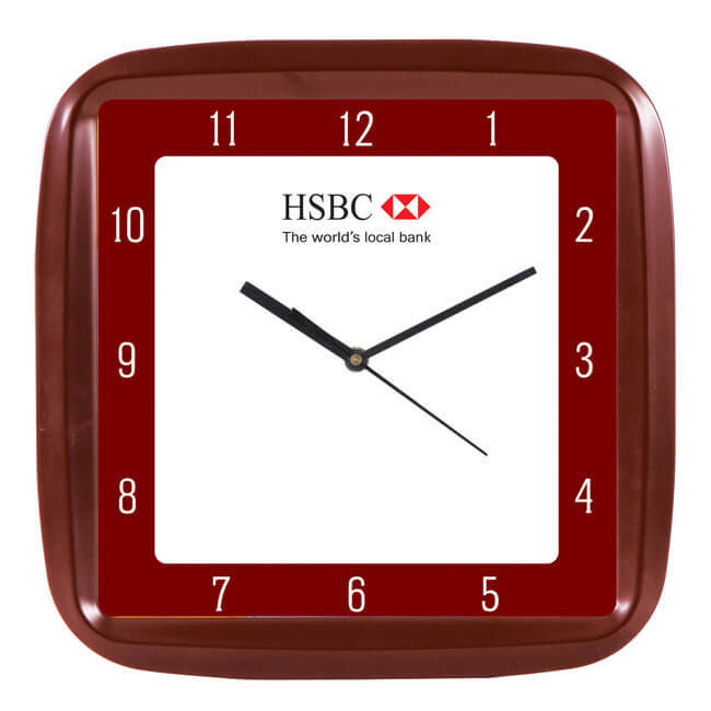 Wall Clock - Plastic, 10.75"x10.75" Dimensions, Square Shape, Unisex Design - Available In Black, Blue, Red, Chocolatey Colors, 18 Month Warranty, 530 Grams Weight