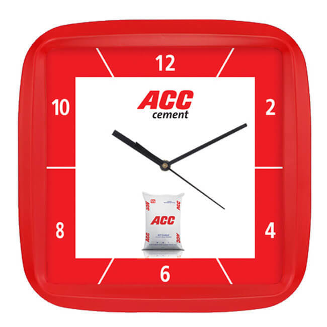 Wall Clock - Plastic, 10.75"x10.75" Dimensions, Square Shape, Unisex Design - Available In Black, Blue, Red, Chocolatey Colors, 18 Month Warranty, 530 Grams Weight