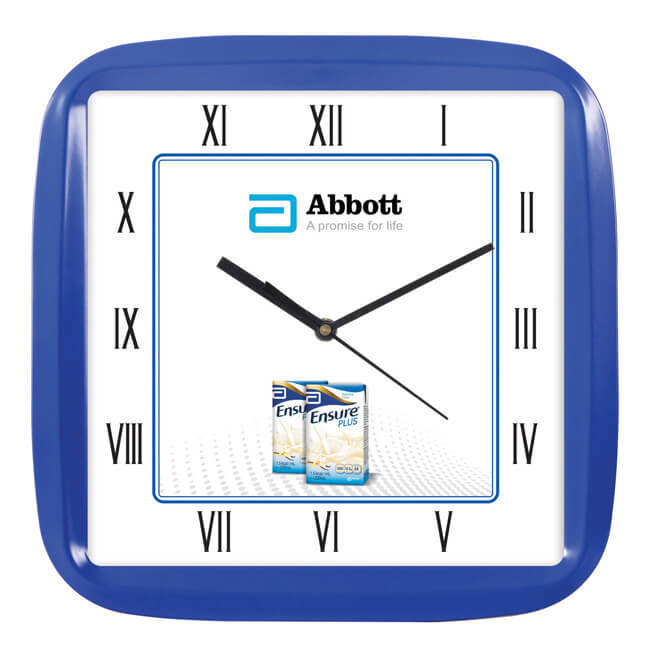 Wall Clock - Plastic, 10.75"x10.75" Dimensions, Square Shape, Unisex Design - Available In Black, Blue, Red, Chocolatey Colors, 18 Month Warranty, 530 Grams Weight