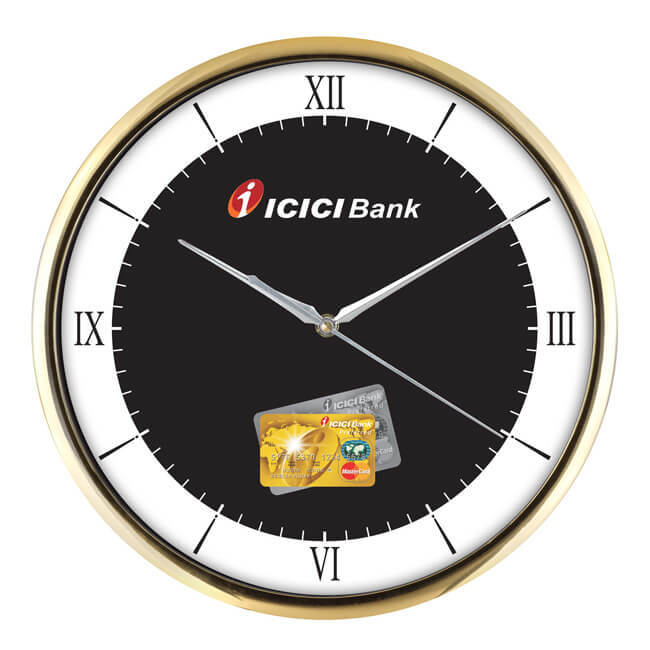 Round Wall Clock - High-quality Material, Dimension 11" Round With Dial Size 10.08" Round, Golden Finish & Chrome Finish | Lightweight, Perfect Design & Finish