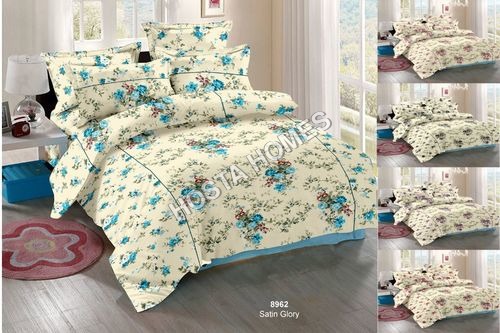 मल्टीकलर स्काई ब्लू फ्लोरल कॉटन बेड शीट