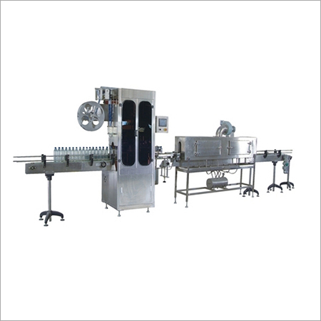 Shrink Sleeve Applicator Machine - Stainless Steel, Incline and Decline Belt Conveyor, Silver Flat Belt Design