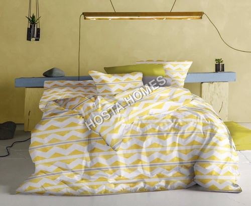 सफ़ेद और पीले रंग की कॉटन बेड शीट की लंबाई: 100 X 108 इंच (इंच)