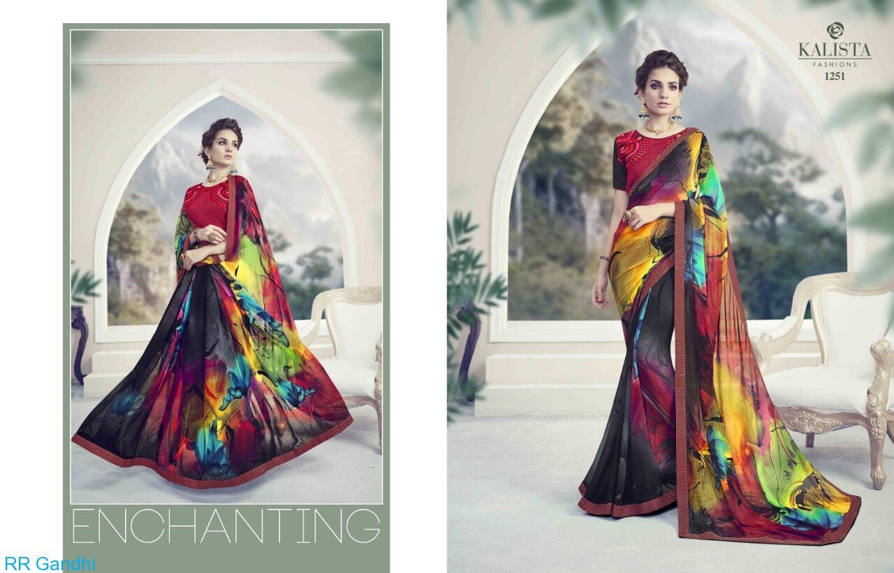 Digital Printed Saree - Lightweight Georgette, 5.5 Meters With Included Blouse Piece | Floral Design, Versatile Style, Dry Clean Care