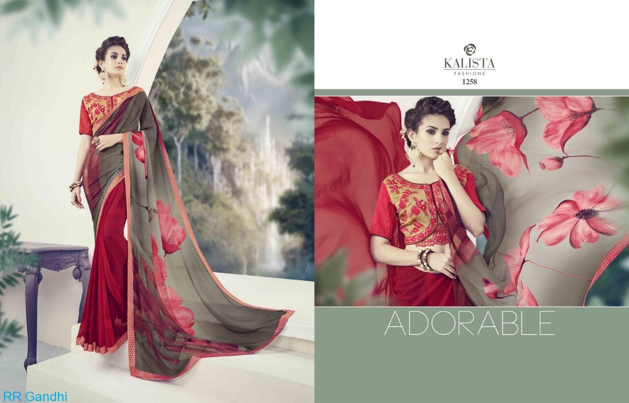 Digital Printed Saree - Lightweight Georgette, 5.5 Meters With Included Blouse Piece | Floral Design, Versatile Style, Dry Clean Care