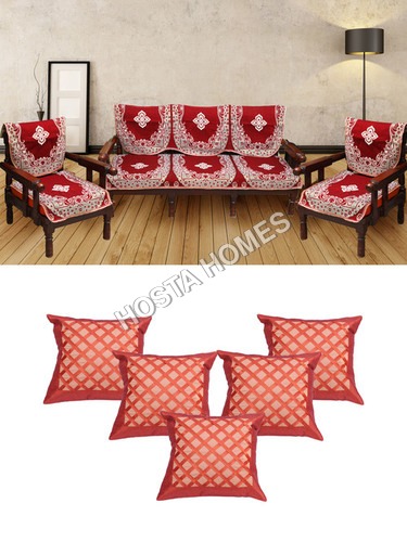 100% पॉलिएस्टर पॉली कॉटन 5 सीटर सोफा कवर:: कुशन कवर