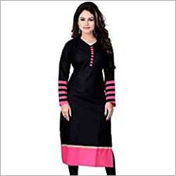 Ladies Kurti - Cotton Material, Various Sizes Available, Black Color | Anti Wrinkle, Non Toxic, Quick Dry, Perfect for All Seasons, Stylish Daily Wear for Girls