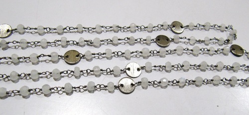 व्हाइट रेनबो मूनस्टोन कॉइन चेन