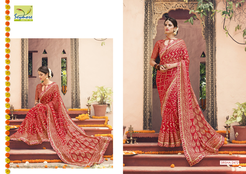 Red Traditional Brasso Saree