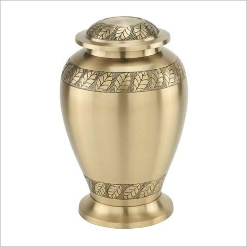 Metal Cremation Urn - Premium Brass, 10.25" Tall X 6.75" Diameter | Threaded Lid, Direct Engraving Options, Eye-Catching Patterns