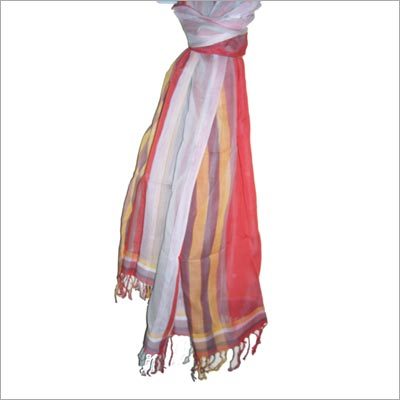 कॉटन सिल्कवर्प स्ट्राइप स्कार्फ