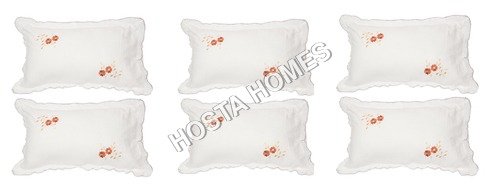 White Color Floral Cotton Pillow Covers 6 Pieces Set Pillow Filling: Foam