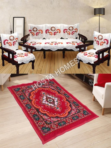 100% पॉलिएस्टर फ्लोरल पॉली कॉटन 5 सीटर सोफा सेट:: 1 पीस गुद्दार