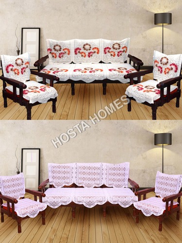 100% पॉलिएस्टर मल्टीकलर फ्लोरल पॉली कॉटन सोफा कवर:: 5 सीटर सोफा सेट सफ़ेद रंग