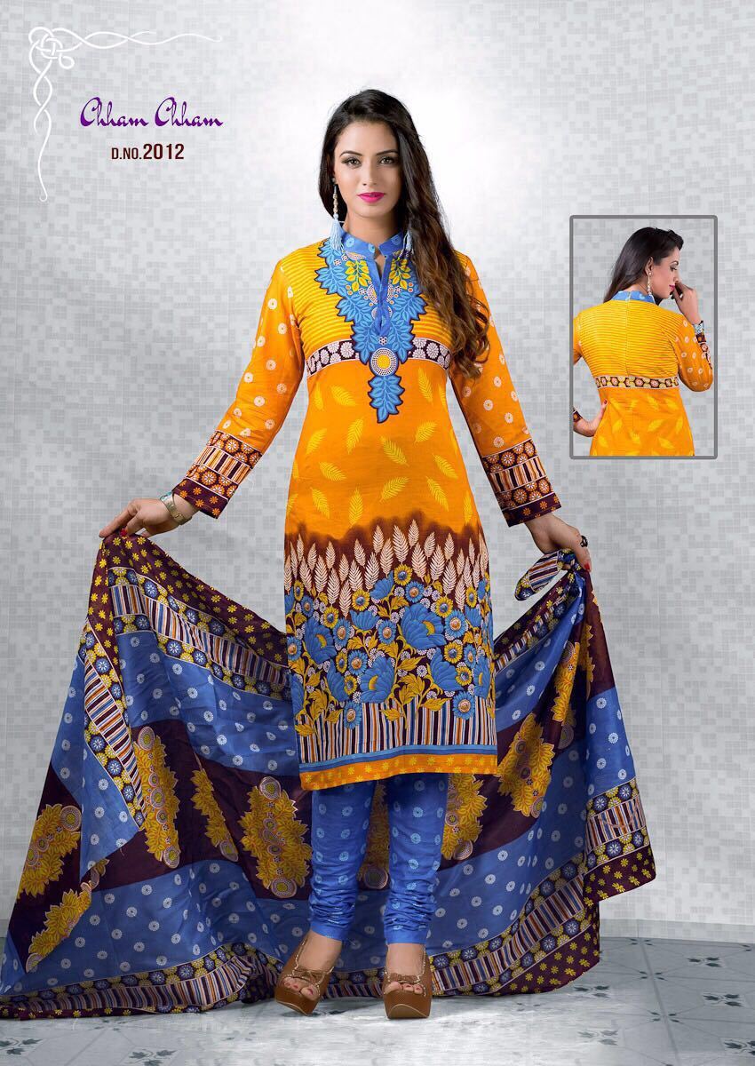 Cotton Printed Dress Materials Meenaxi Cham Cham