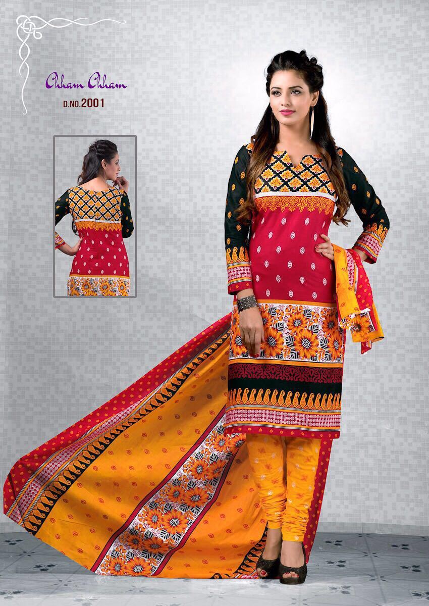 Cotton Printed Dress Materials Meenaxi Cham Cham
