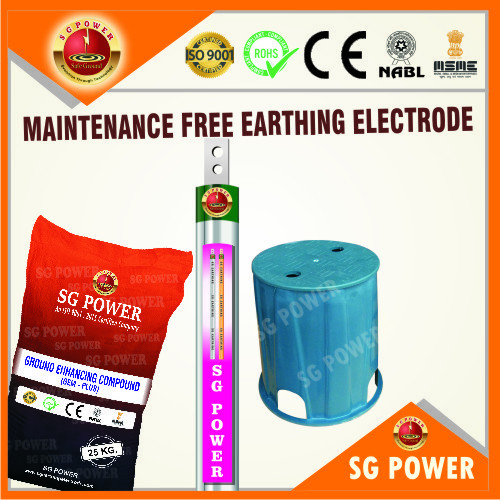 Maintenance Free Earthing Electrode - Pure Copper, 40-75 mm Diameter, 2000-3000 mm Length | Industrial Application, 1 Year Warranty, Maintenance-Free Design