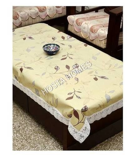 Cream The Trendy Dining Table Cover Clear Self Printed 6 Seater 60x90 Inches