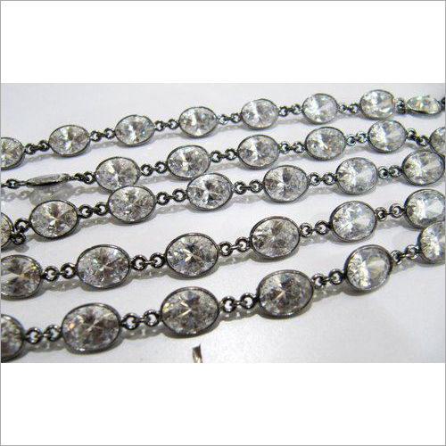 Charms Cubic Zirconia Oval Shape Connector Chain