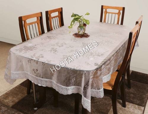 Decor Waterproof PVC Dining Table Cover - 90x90 Inches | Rectangle Shape, Easy Clean, White Printed Design for Home and Hotel Use
