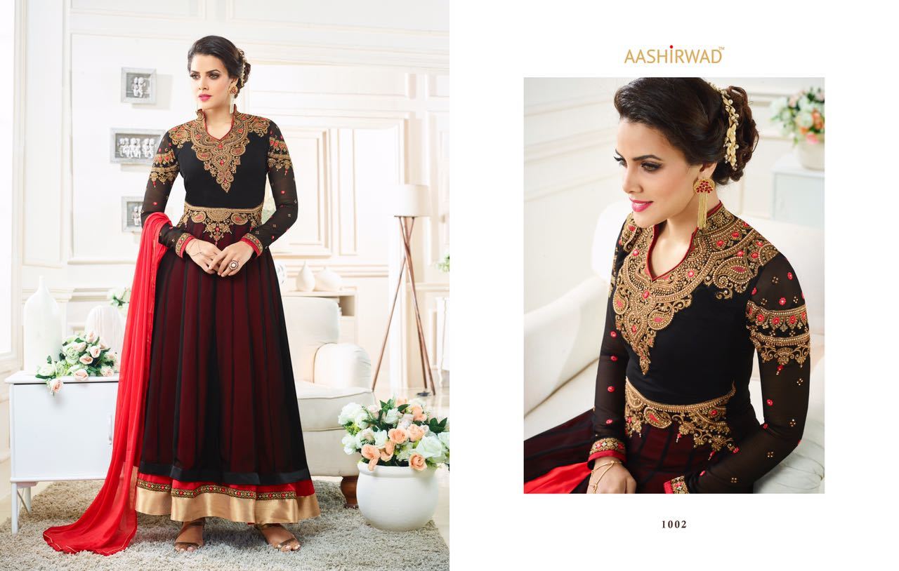 Fancy Anarkali Suit - Pure Georgette Top, Dull Santoon Inner & Bottom, Nazneen Dupatta, 4 Intricate Designs | Comfortable Wear, Elegant Fit, Stylish Look