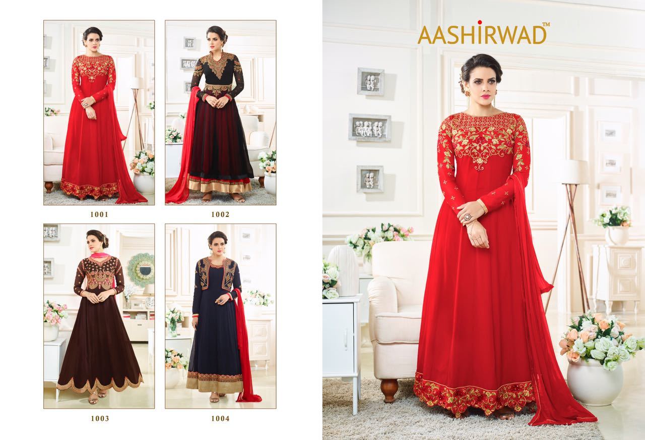 Fancy Anarkali Suit - Pure Georgette Top, Dull Santoon Inner & Bottom, Nazneen Dupatta, 4 Intricate Designs | Comfortable Wear, Elegant Fit, Stylish Look