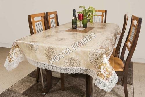 क्रीम पीवीएस फ्लोरल टेबल व्हाइट एंड गोल्डन कलर 90 X 90