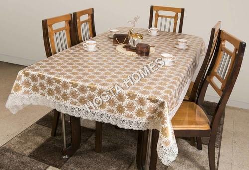 Golden Pvc Floral Dining Table 8 Seater