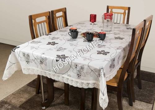 White & Black Floral Dining Table Cover - 90x90 Inches | High Quality PVC, Easy to Clean, Rectangular Shape
