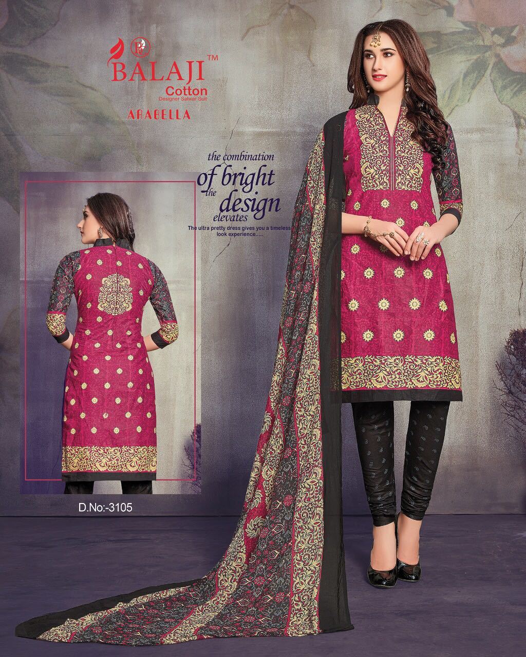 Cotton Printed Dress Materials With Chiffon Dupatta Balaji Arabella Vol-11