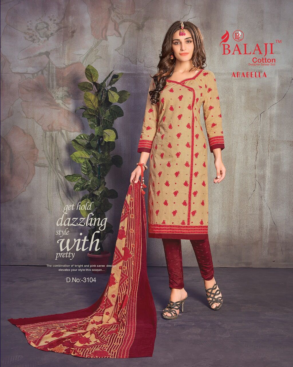 Cotton Printed Dress Materials With Chiffon Dupatta Balaji Arabella Vol-11