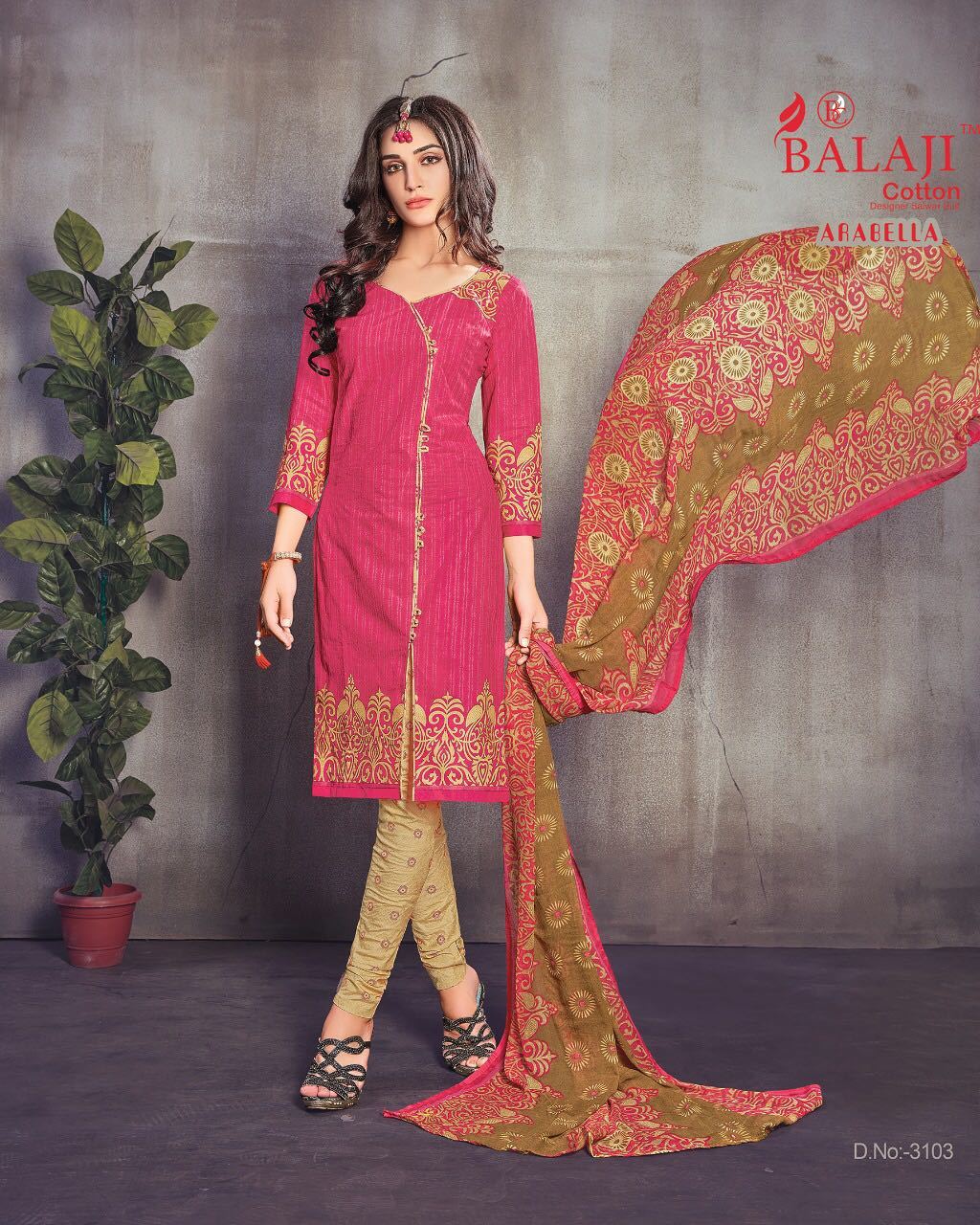 Cotton Printed Dress Materials With Chiffon Dupatta Balaji Arabella Vol-11