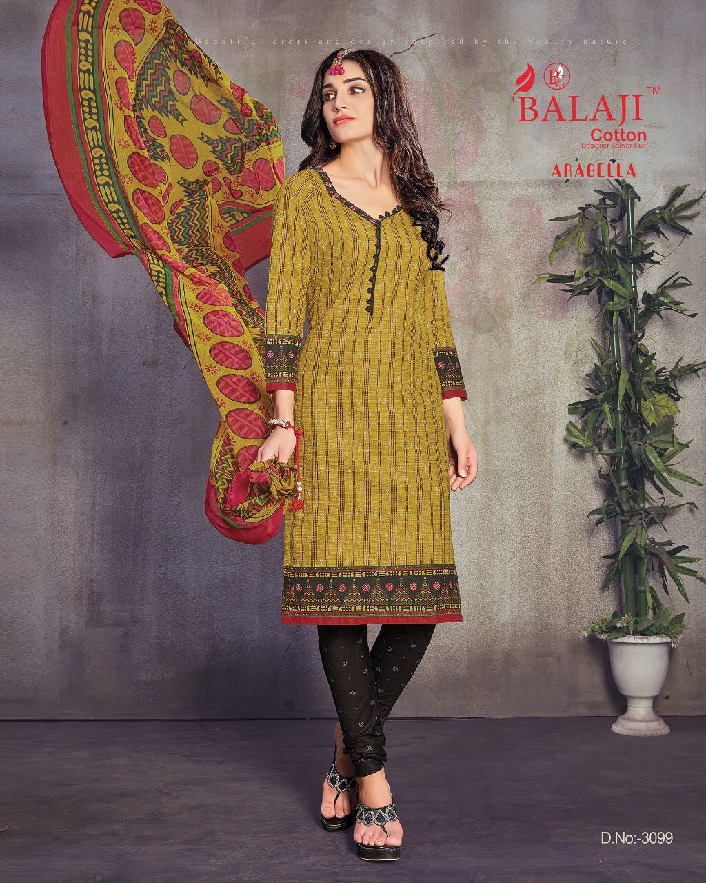 Cotton Printed Dress Materials With Chiffon Dupatta Balaji Arabella Vol-11
