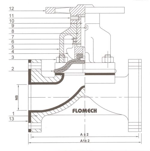 रबर लाइनेड डायाफ्राम वाल्व