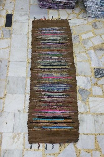 Dark Brown Multi Cotton Dari Patti/ Cotton Chindi Rugs