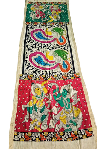 हाथ से पेंट किया गया कलामकारी कॉटन दुपट्टा