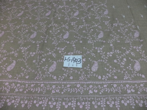 Pashmina Shawl - 100x200 cm, Hand Woven Grey Needle Work with Sozni Embroidery, Perfect for Weddings