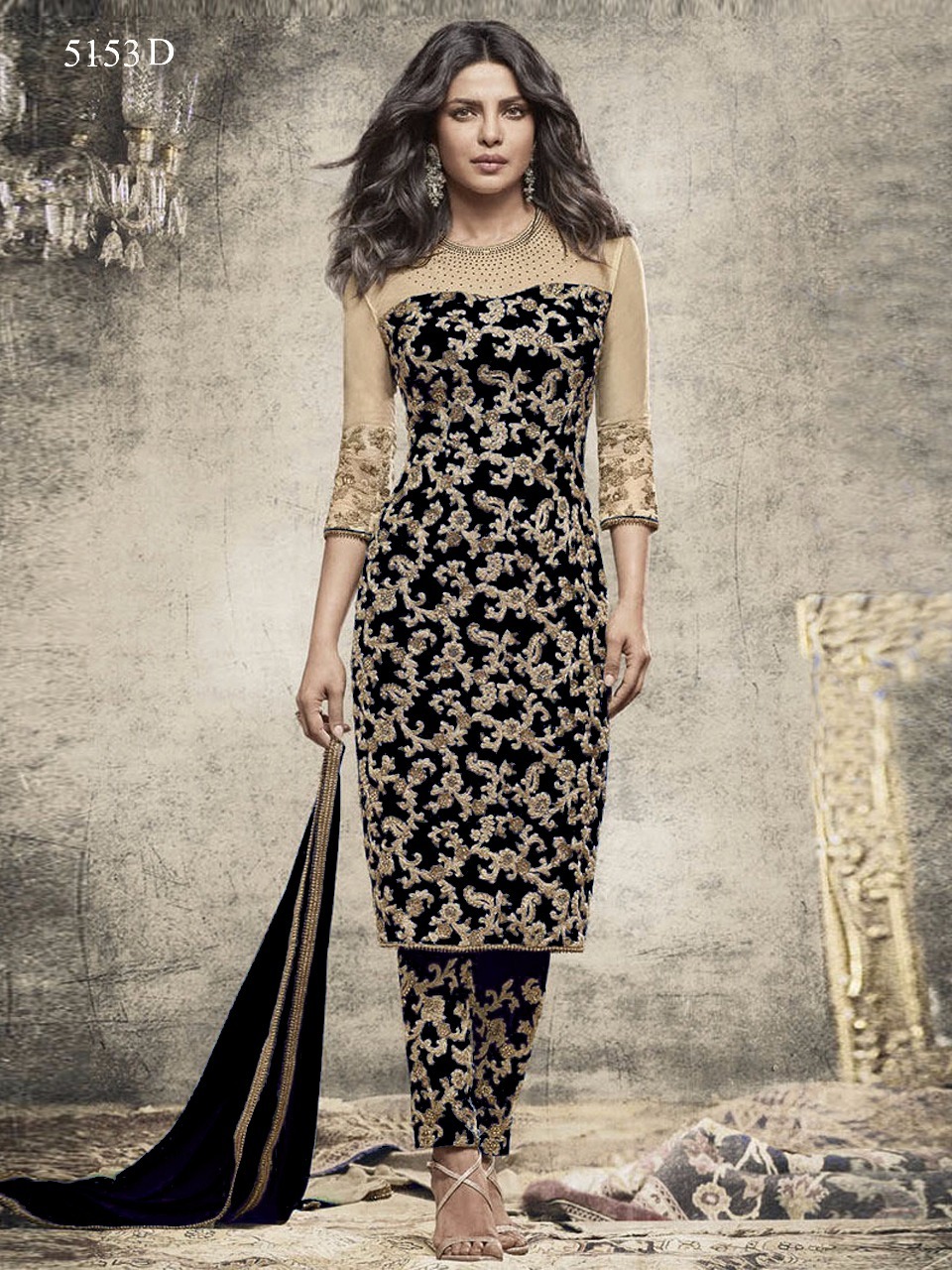 Heroine Georgette Suits With Naznin Dupatta Sentoon