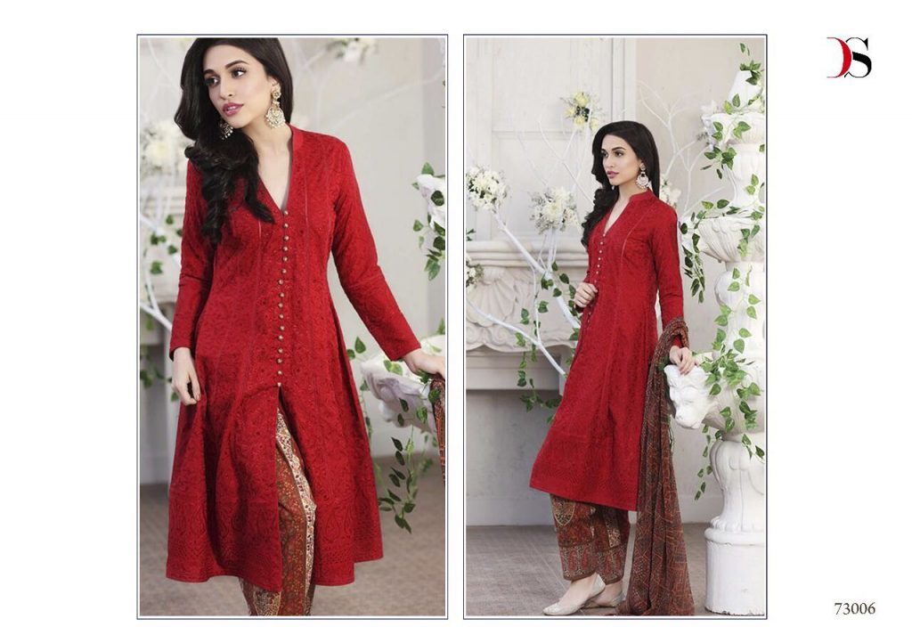 Reyhana By Deepsy Suits - Pure Cotton Satin & Semi Lawn Fabric With Chiffon Print Dupatta, Embroidered Full Sleeves Ethnic Wear In Xxl Size