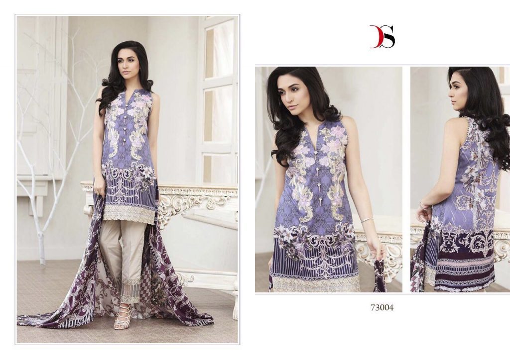 Reyhana By Deepsy Suits - Pure Cotton Satin & Semi Lawn Fabric With Chiffon Print Dupatta, Embroidered Full Sleeves Ethnic Wear In Xxl Size