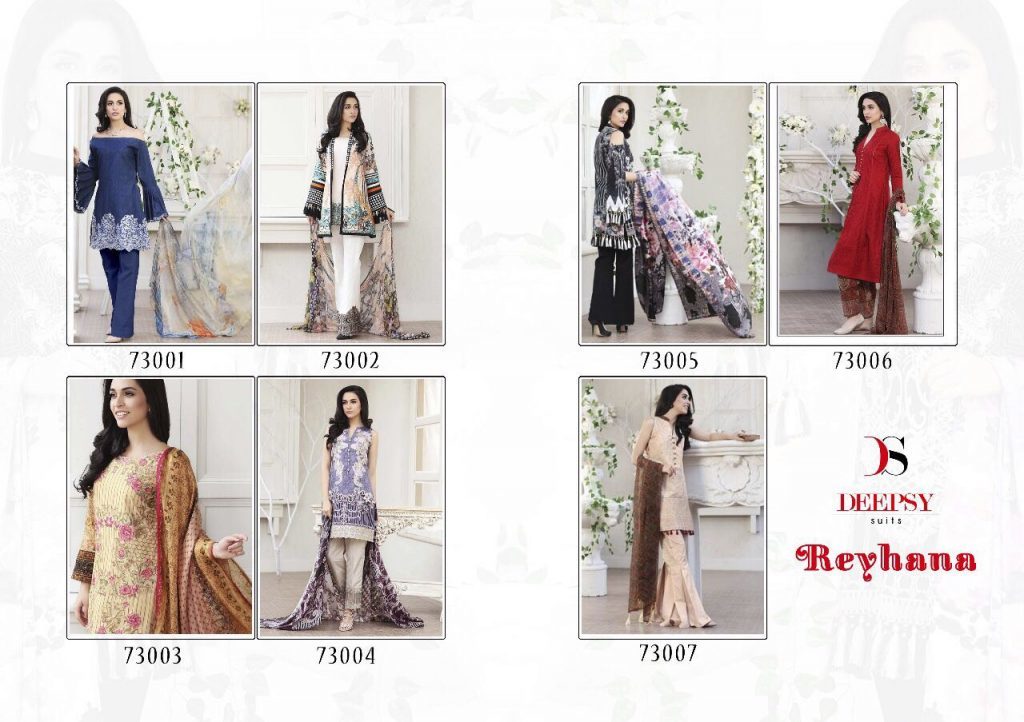 Reyhana By Deepsy Suits - Pure Cotton Satin & Semi Lawn Fabric With Chiffon Print Dupatta, Embroidered Full Sleeves Ethnic Wear In Xxl Size